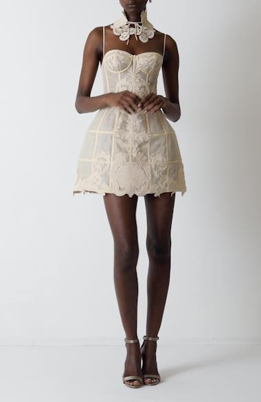 Zimmermann Rebellion Filigree Lace Trim Linen & Silk Minidress