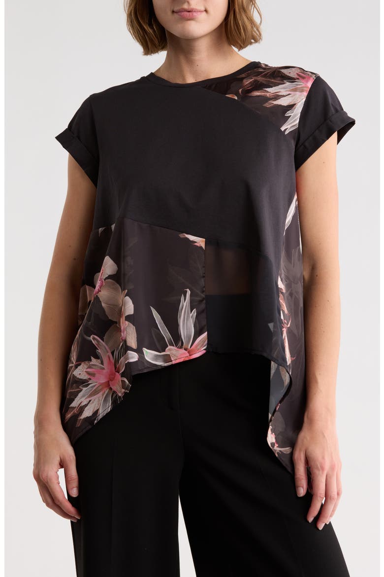 Zala Colorblock Cap Sleeve Top, Main, color, ADENA BLACK