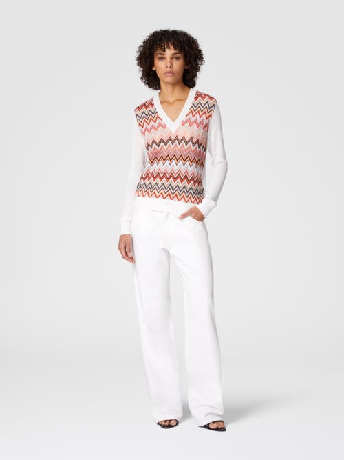 MISSONI MISSONI VISCOSE-BLEND SWEATERS WITH CHEVRON INSERT AND V-NECK 