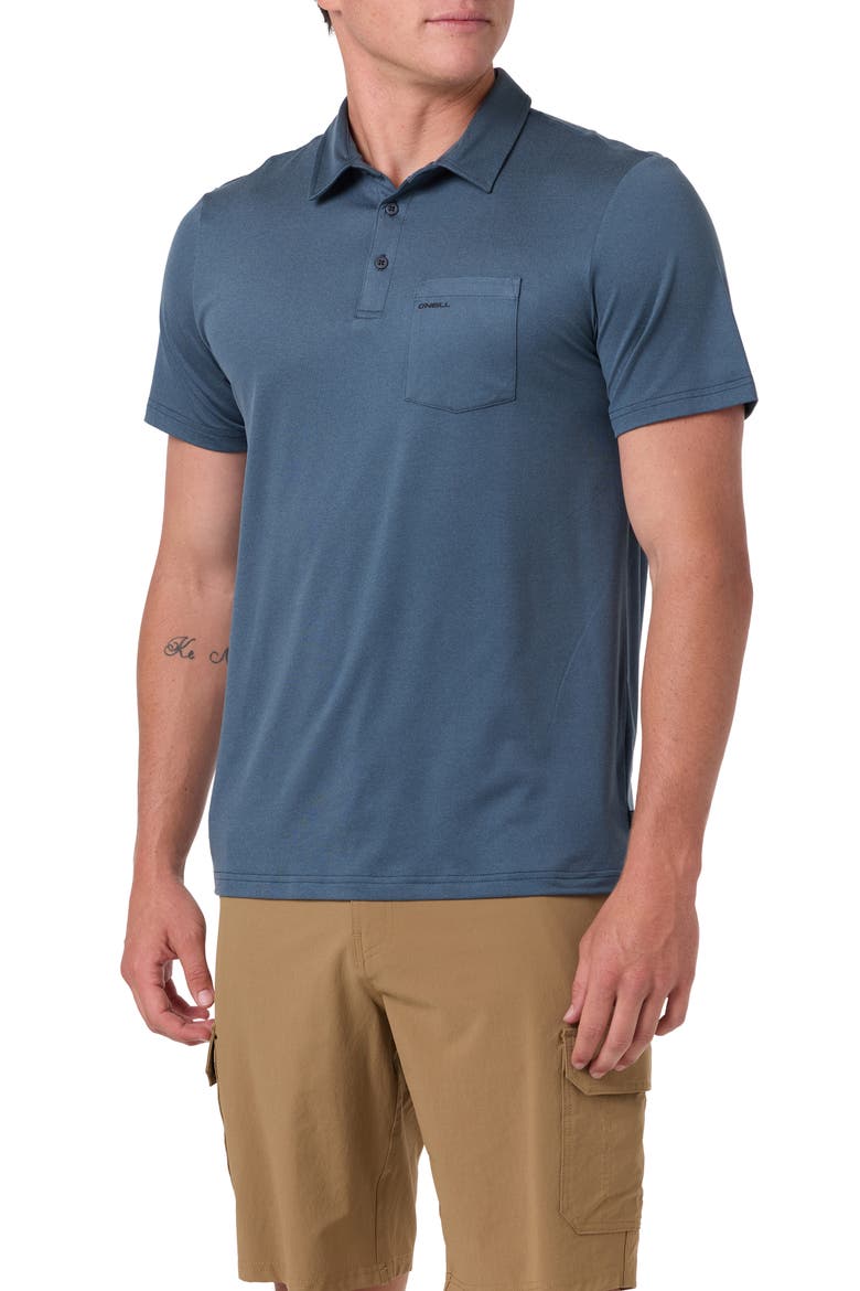 TRVLR UPF Performance Polo, Alternate, color, HEATHER DARK SLATE