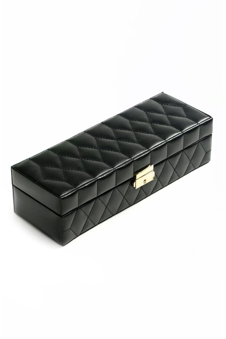 Quilted Leather Jewelry Box, Main, color, BLACK