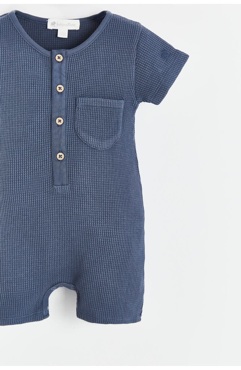 Babycottons Waffle Short Romper for Infant, Alternate, color, Blue-Graphite