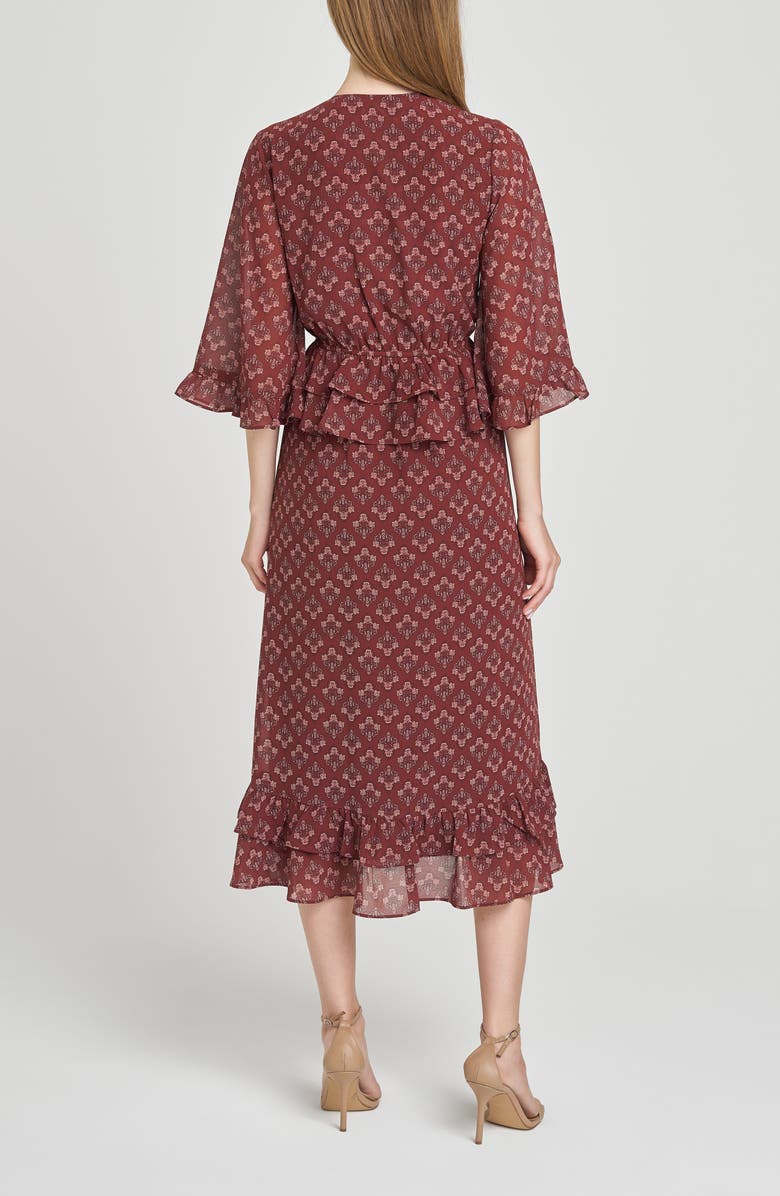 WAYF Ojai Midi Dress, Alternate, color, Currant Foulard