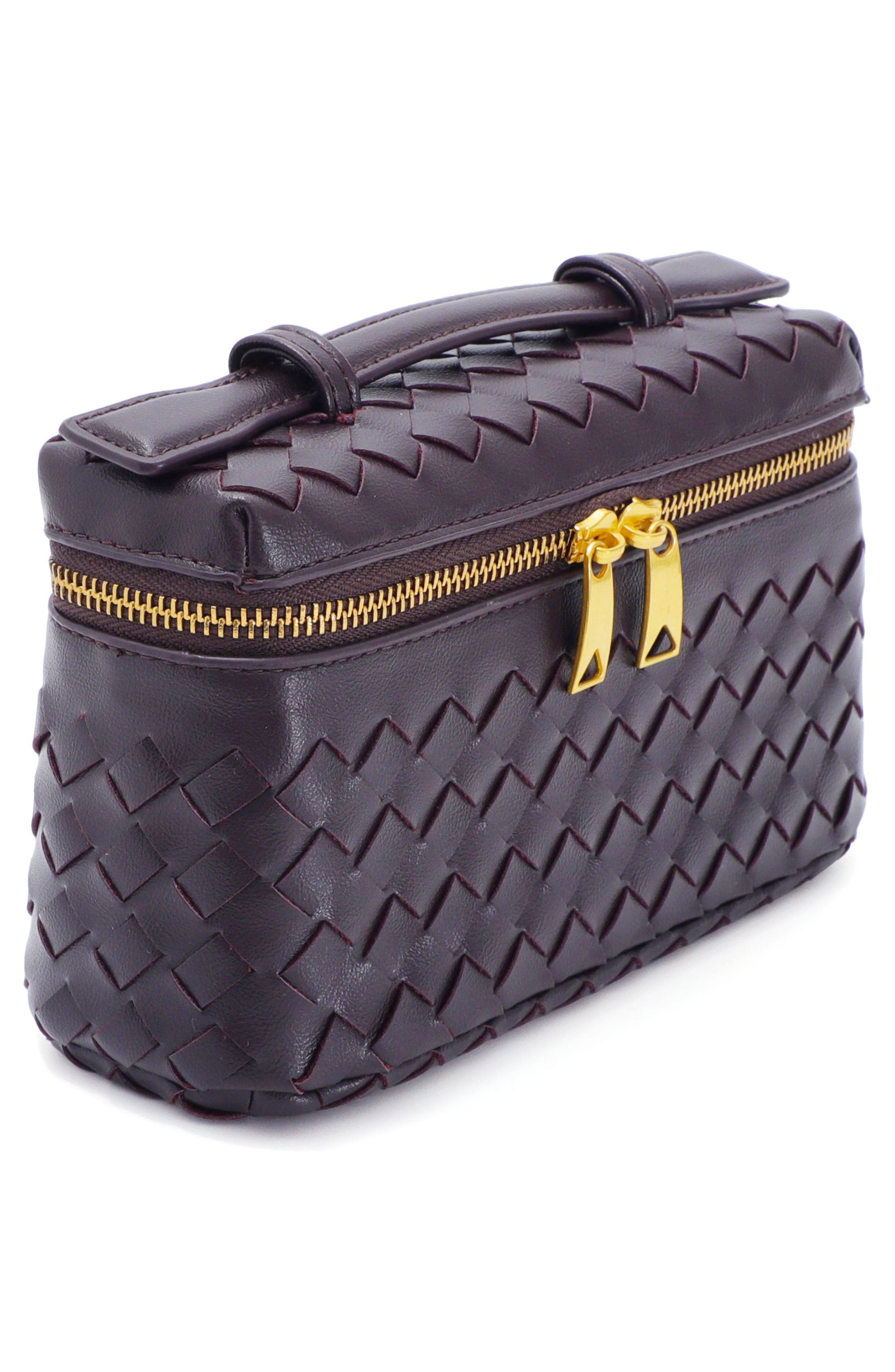 Adornia Burgundy Woven Top Handle Bag, Alternate, color, Burgundy