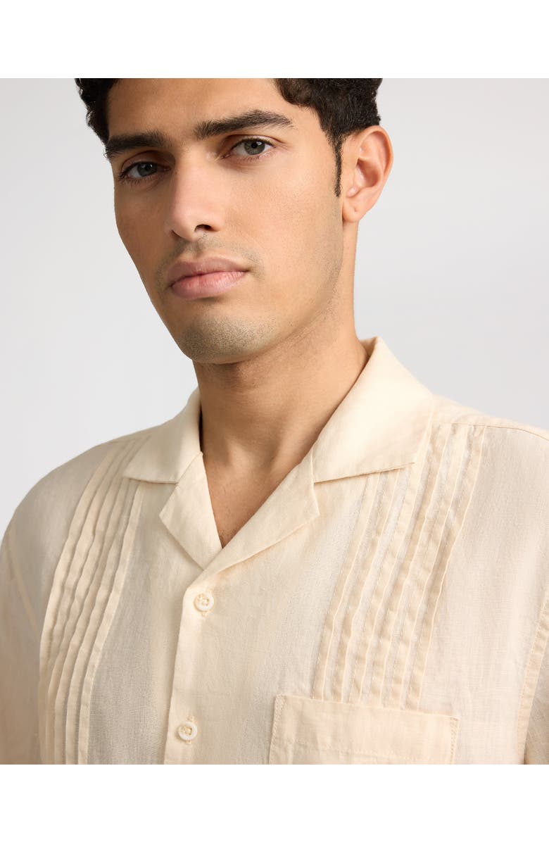 Onia Linen Pintuck Camp Shirt, Alternate, color, Natural