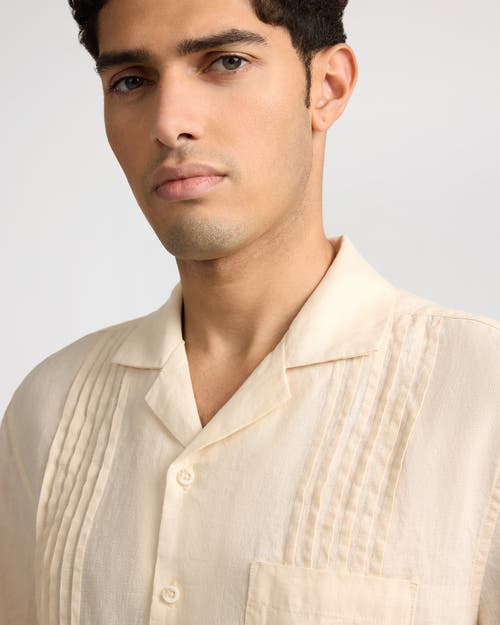 Onia Linen Pintuck Camp Shirt In Multi