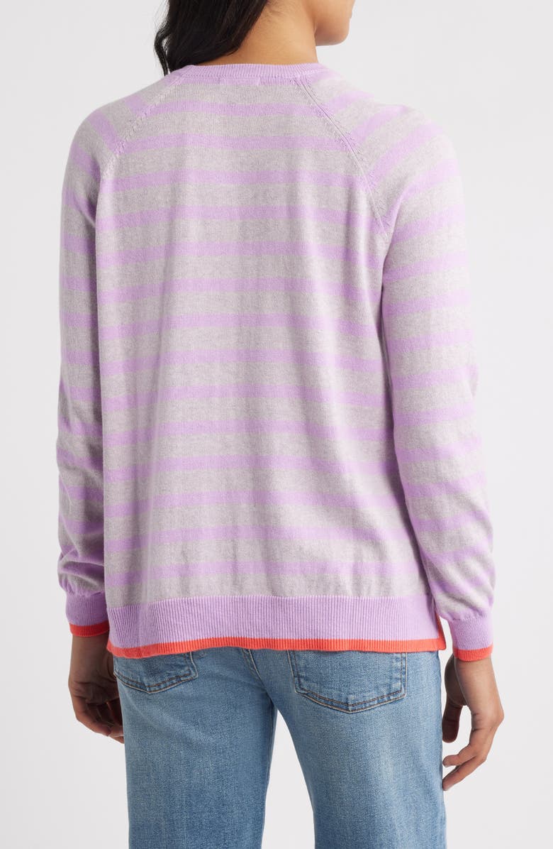 Hatley Olivia Stripe Tipped Sweater, Alternate, color, Pink