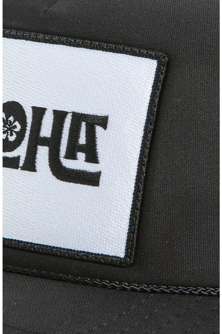 Aloha Flower Trucker Hat, Alternate, color, BLACK