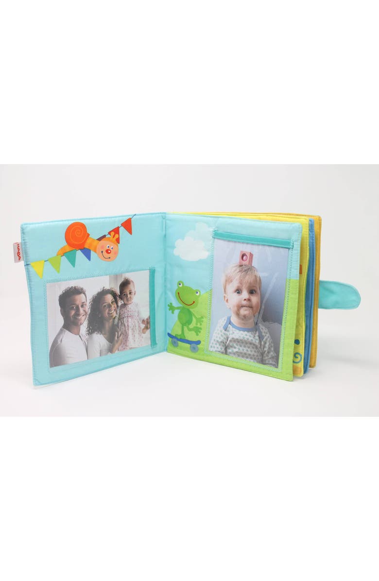 HABA My First Photo Album - Soft Fabric Baby Book, Baby Album Fits (8) 4"x6" Photos, Sensory Toys for Babies, Baby Books 12-18 Months & Up, Alternate, color, Blue Multi