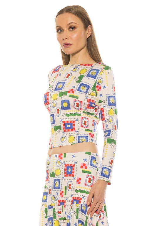 Alexia Admor Dahlia Boat Neck Top In Ivory Stamps