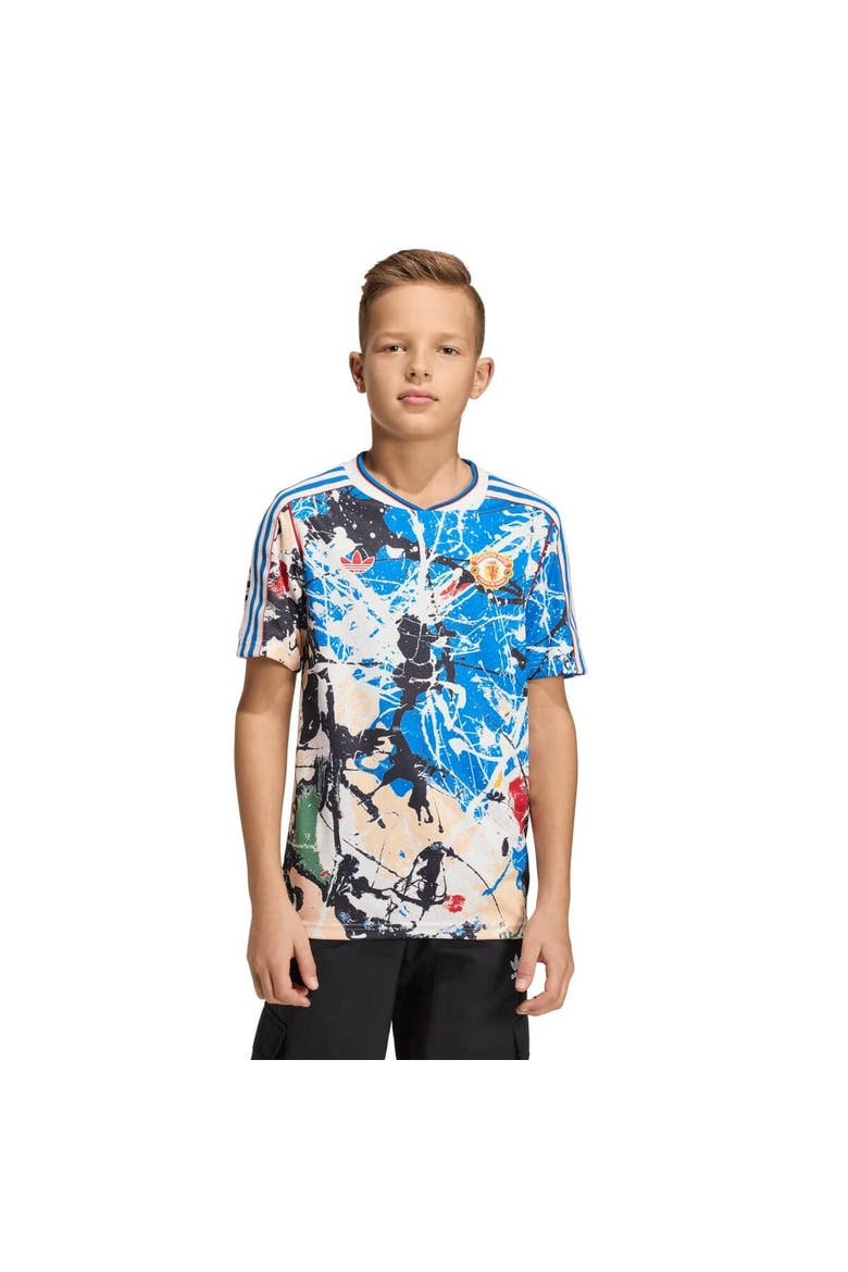 Youth adidas Blue Manchester United X Stone Roses Replica Jersey, Main, color, Blue