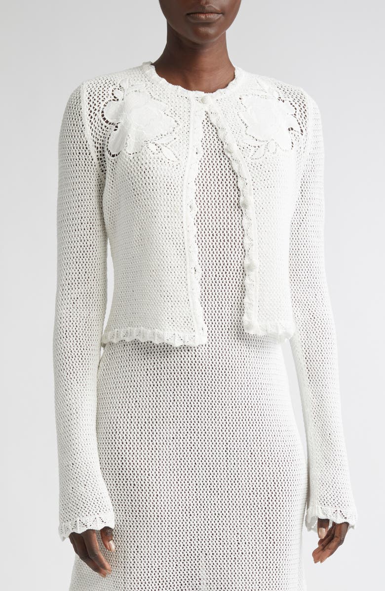 Erdem Long Sleeve Open Knit Cardigan, Alternate, color, Ivory