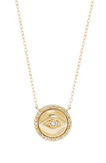 Frankie & Zoe Diamond Evil Eye Necklace In Gold