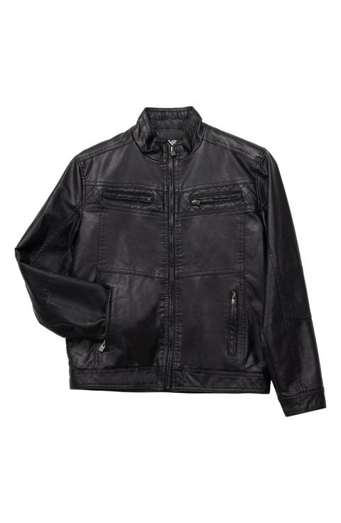 Faux Leather Casual Motorcycle Jacket (Big Boys)