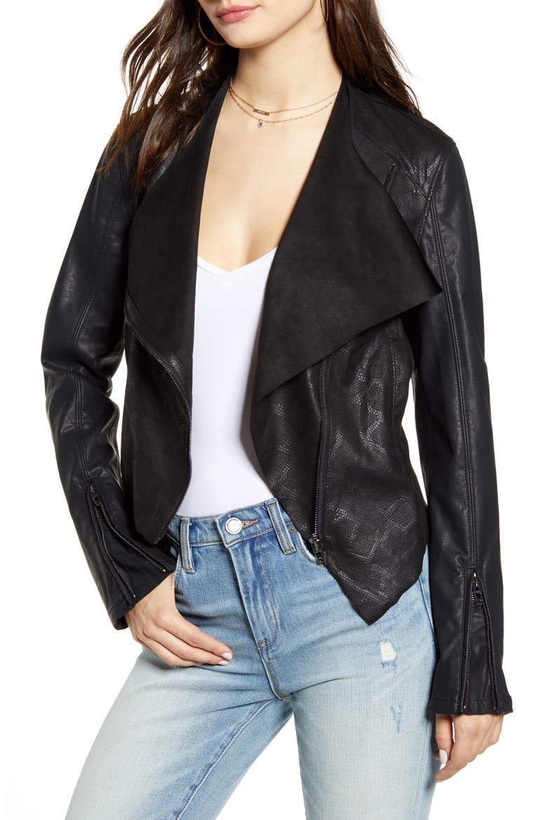 Drape Front Faux Snakeskin Jacket, Main, color, VENOM