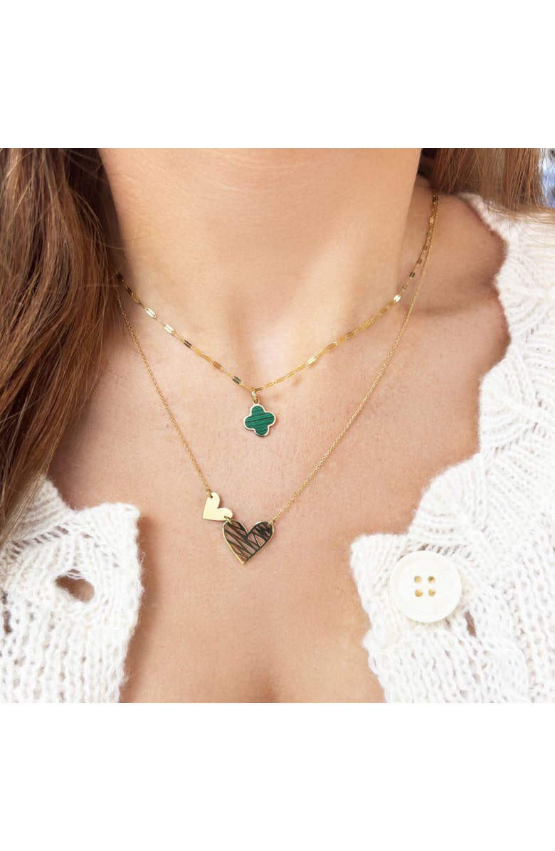 The Lovery Fine Jewelry Malachite Clover Charm, Alternate, color, Malachite