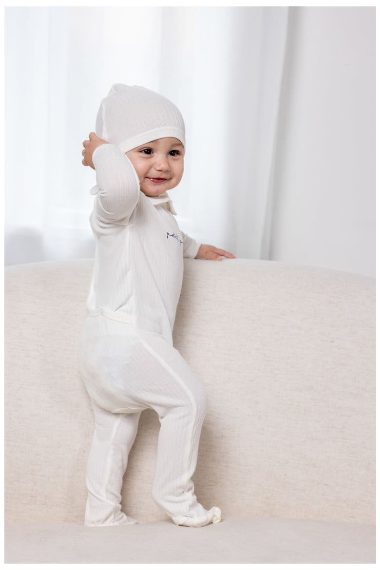 Petit Pouf Footie for Baby Boy, Alternate, color, White/Blue