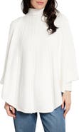 SAACHI Batwing Sleeve Cable Knit Poncho Sweater