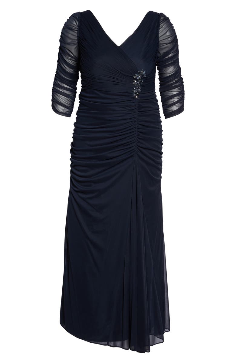 Adrianna Papell Beaded Mesh Gown, Alternate, color, 