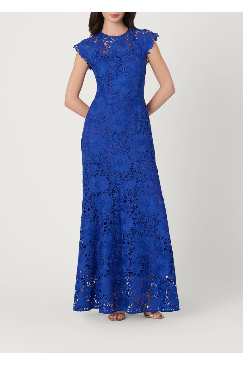 Midnight Garden Lace Raven Dress, Main, color, Cobalt