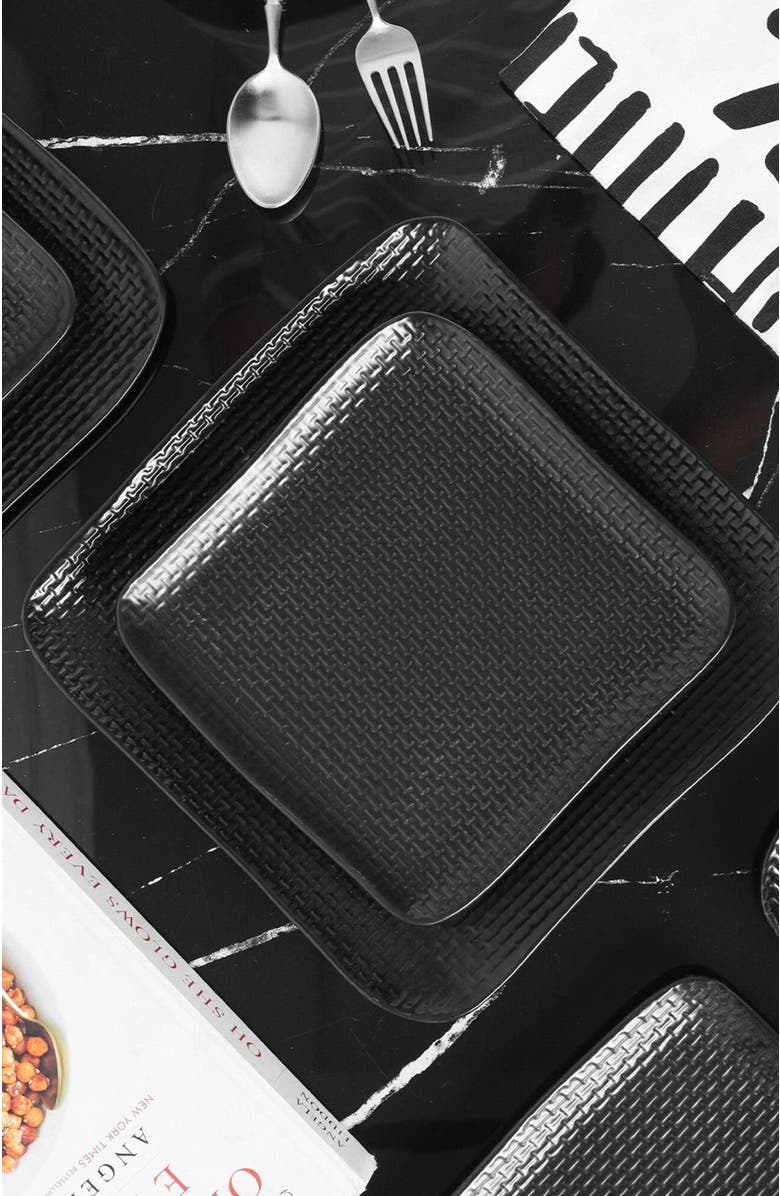 Stone Lain Olivia Stoneware 4-Piece Dinner Plate Set, Alternate, color, Black