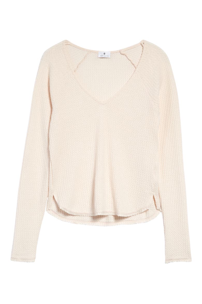 Waffle V-Neck Top, Alternate, color, IVORY
