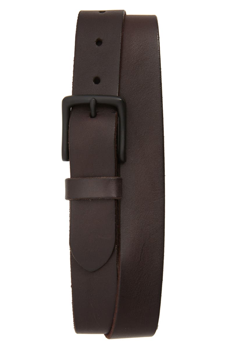 AllSaints Leather Belt, Main, color, Darkbrown/Matteblack