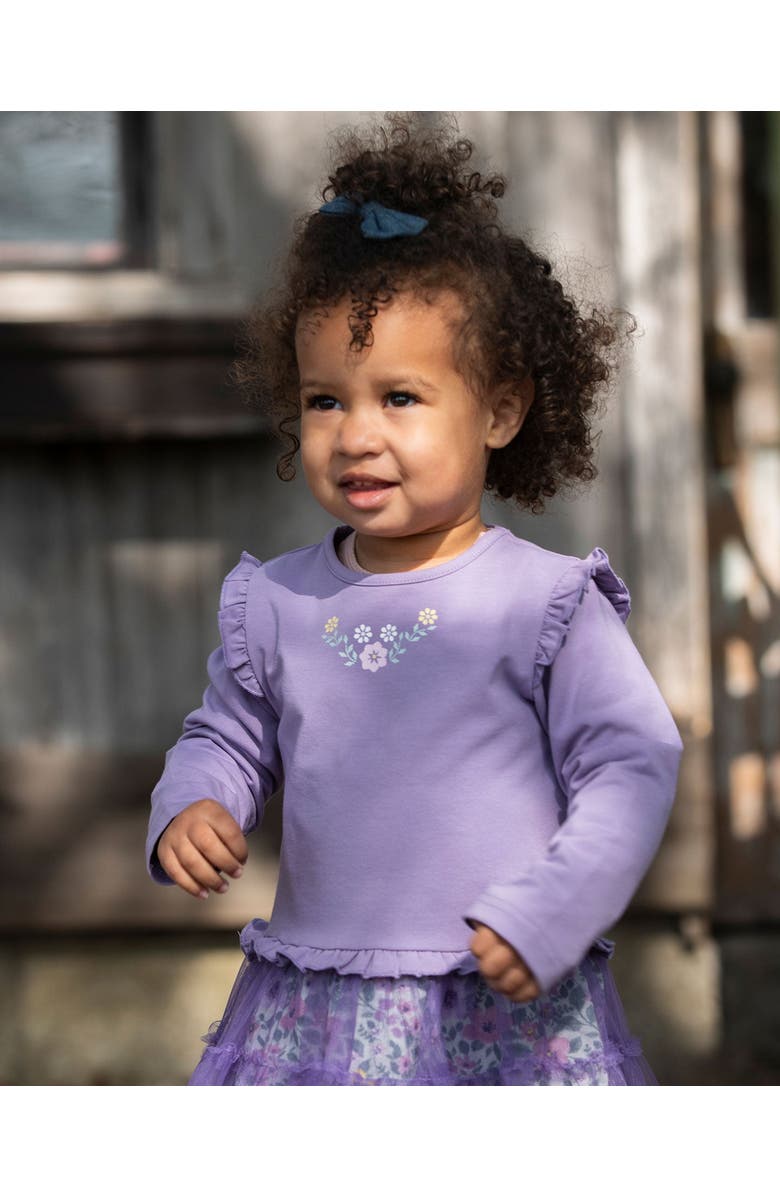 Deux par Deux Bi-Material Dress with Muslin and Mesh Skirt, Alternate, color, Purple Gray