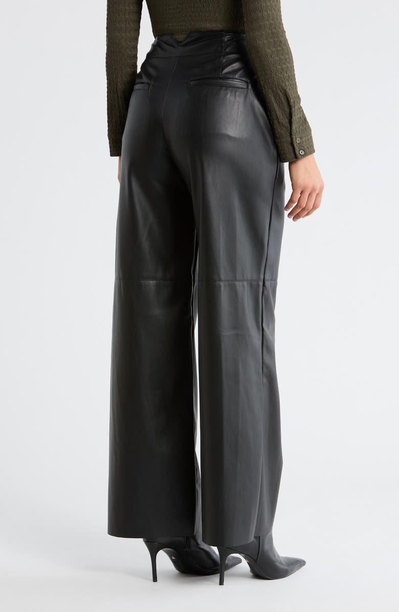 DKNY Jeans Faux Leather Wide Leg Pants, Alternate, color, Black