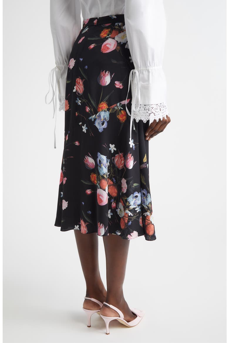 Floral A-Line Crepe Midi Skirt, Alternate, color, DUTCH FLOWER PAINTING BLACK