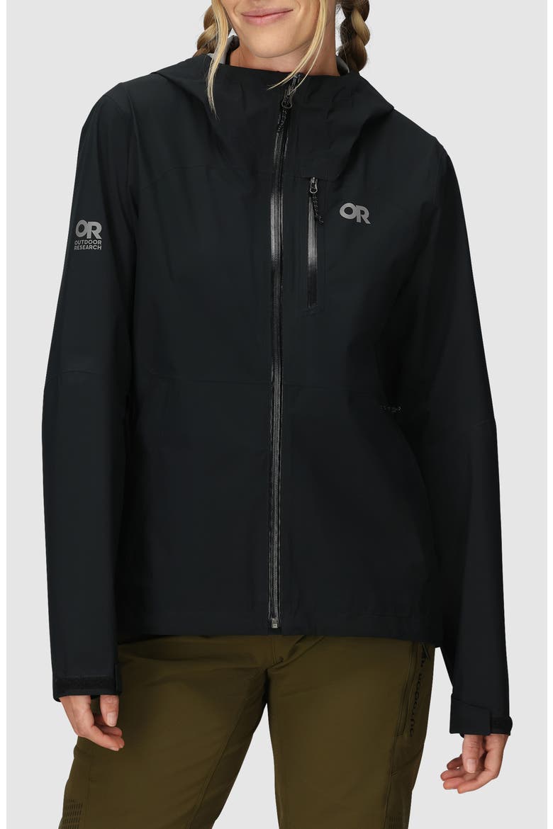 Freewheel Stretch Rain Jacket, Main, color, BLACK