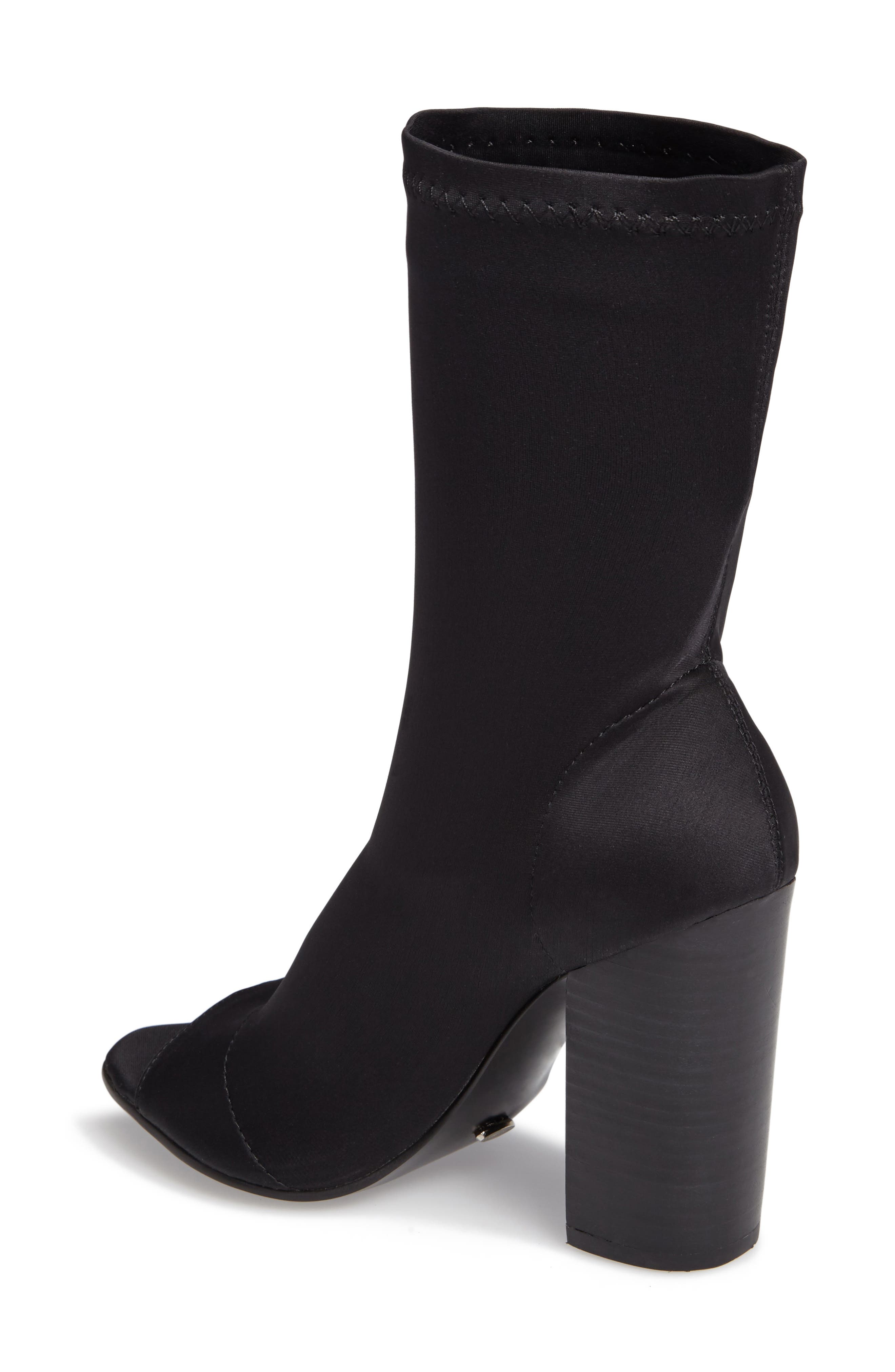 Malo Open Toe Stretch Bootie, Alternate, color, BLACK LYCRA