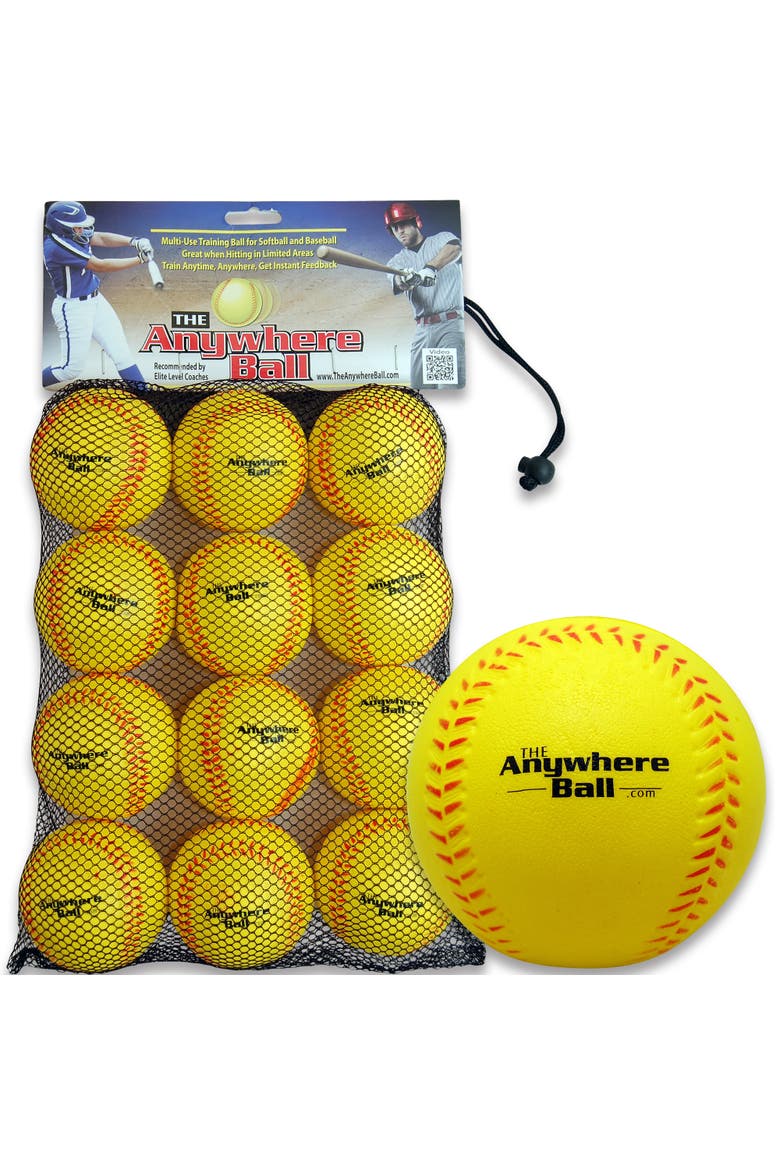 The Anywhere Ball 12 Pack, 3 Inch Squishy Foam Balls, Main, color, Yellow