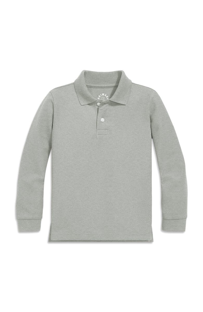 Primary Long Sleeve Pique Polo, Main, color, Heather Gray