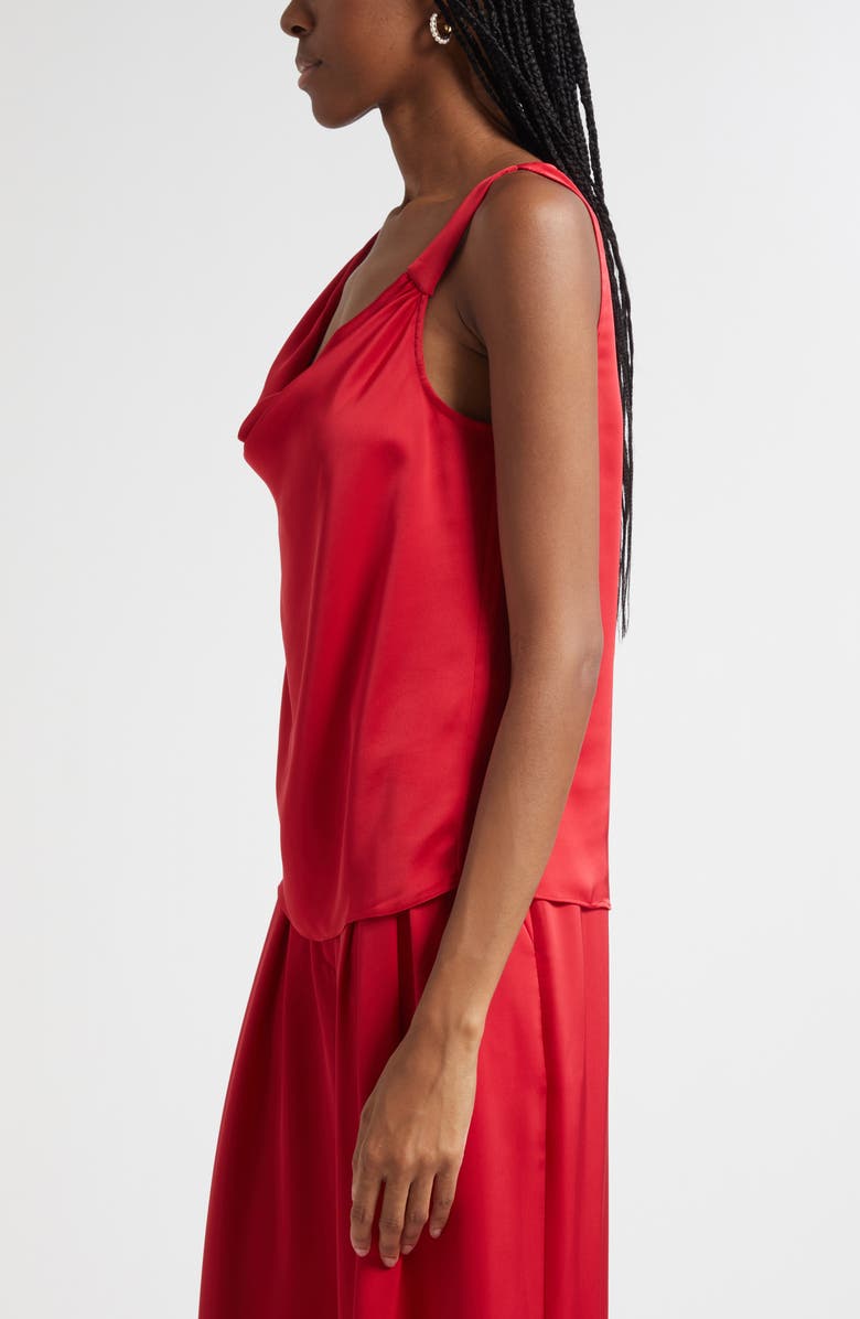 Ramy Brook Zoe Cowl Neck Sleeveless Satin Top, Alternate, color, Scarlet Red