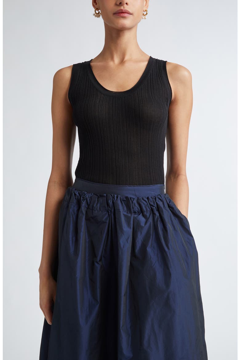 Fine Rib Organic Cotton Sweater Tank, Main, color, NOIR