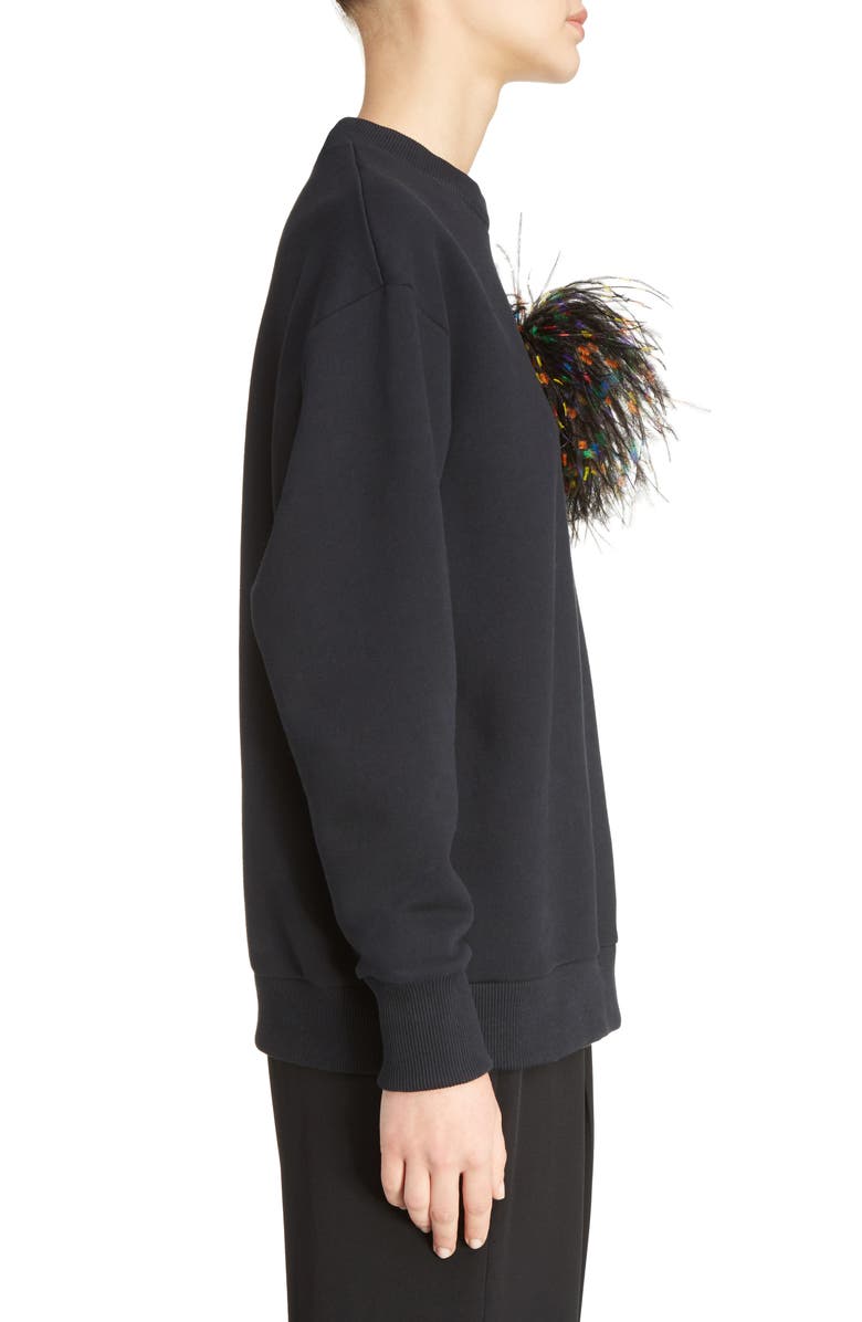 Christopher Kane Pom Pom Cold Shoulder Sweatshirt, Alternate, color,