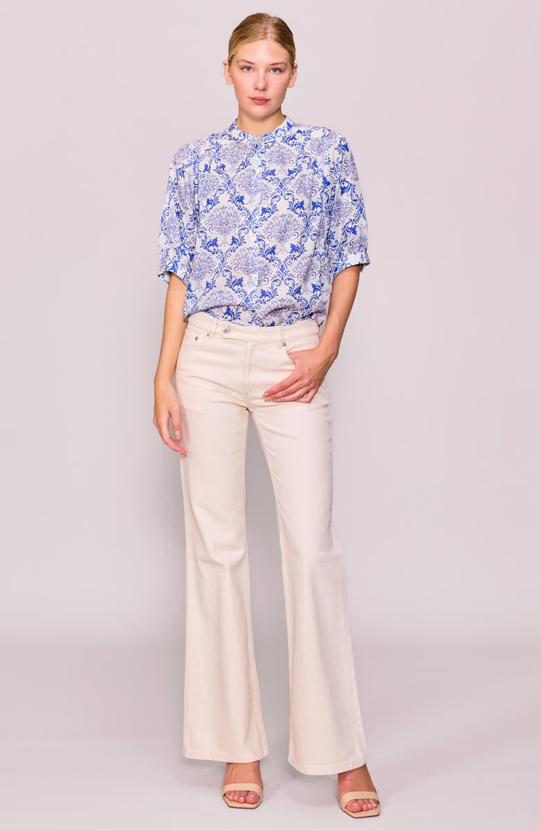MELLODAY Print Voile Shirt, Alternate, color, Blue White
