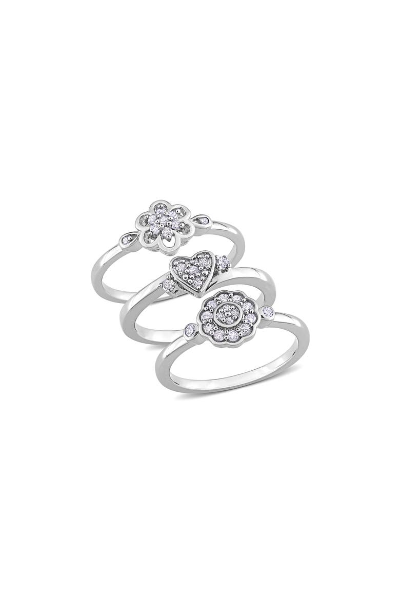 Set Of 3 Diamond Rings - 0.39ct., Main, color, SILVER