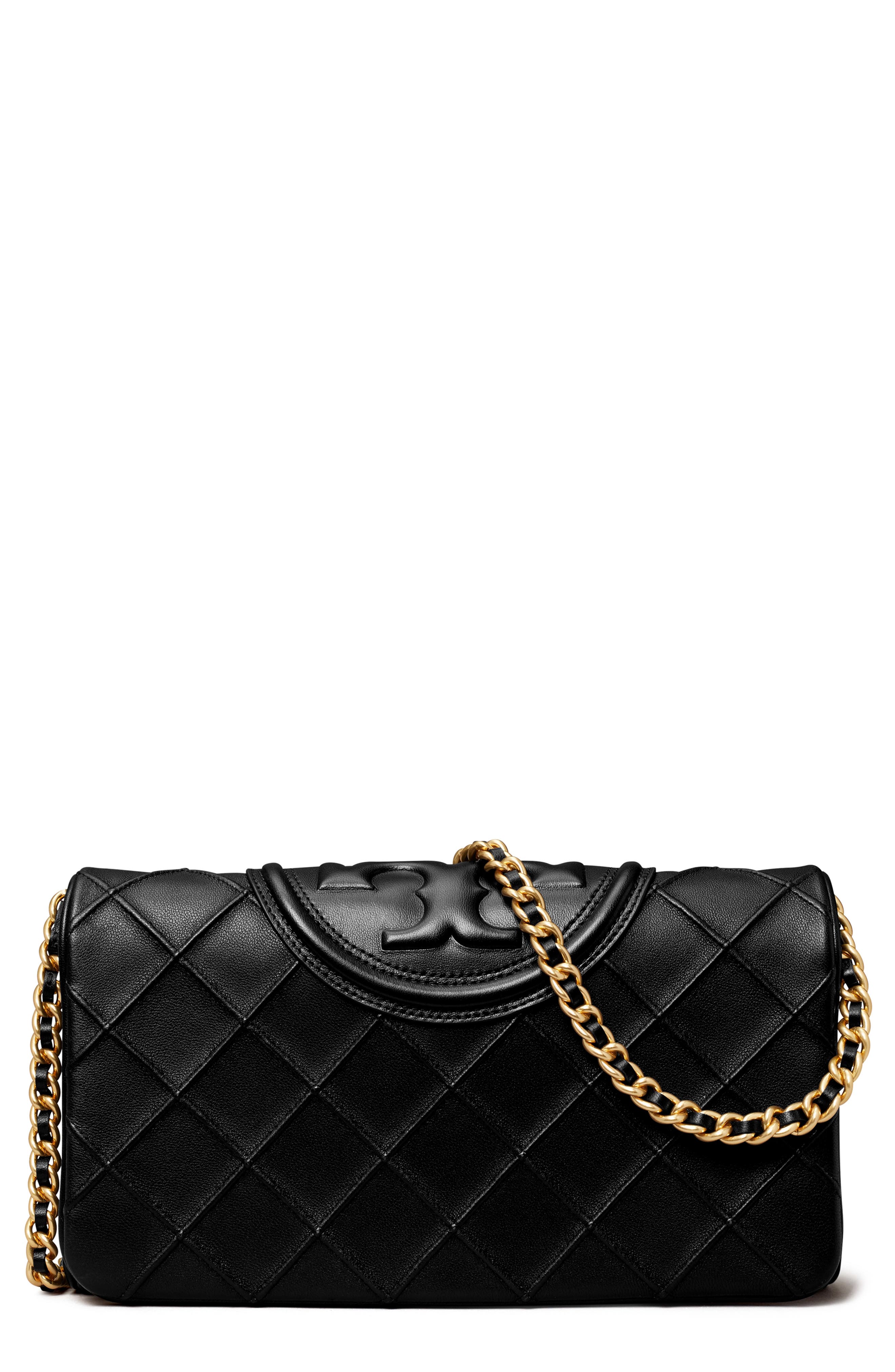 Tory Burch Fleming Soft Leather Clutch, Main, color, 