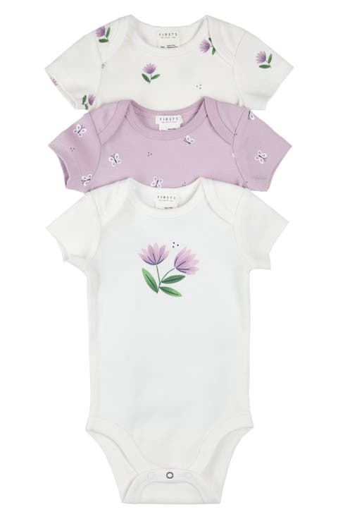 Assorted 3-Pack Stretch Organic Cotton Bodysuits