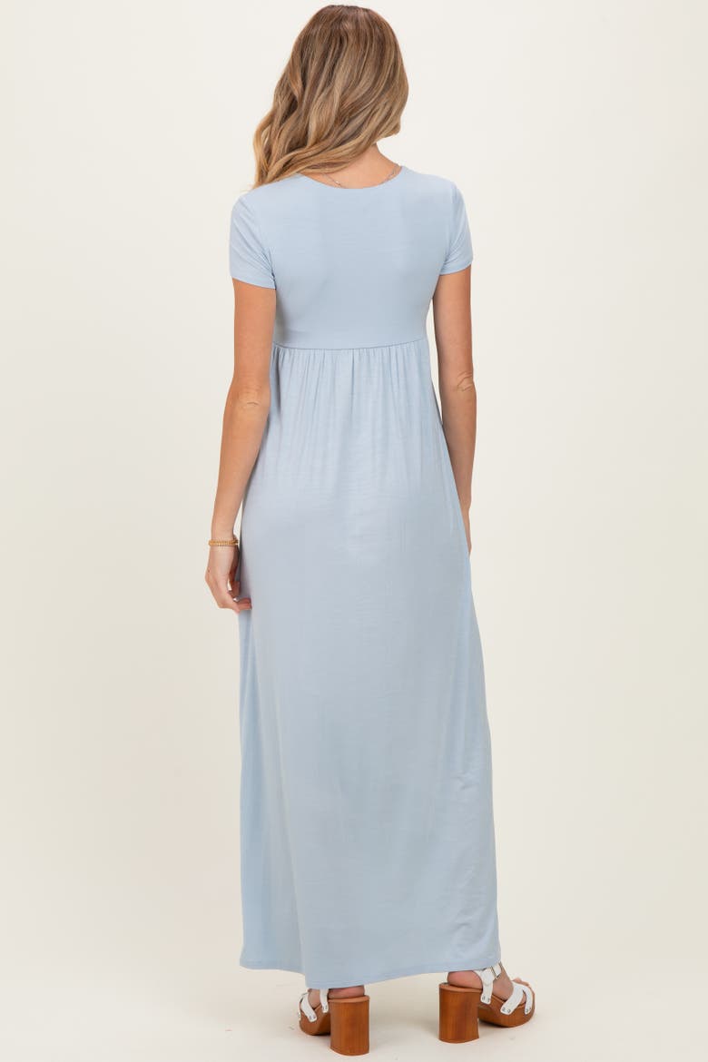 Navy Draped Maternity/Nursing Maxi Dress, Alternate, color, Light Blue
