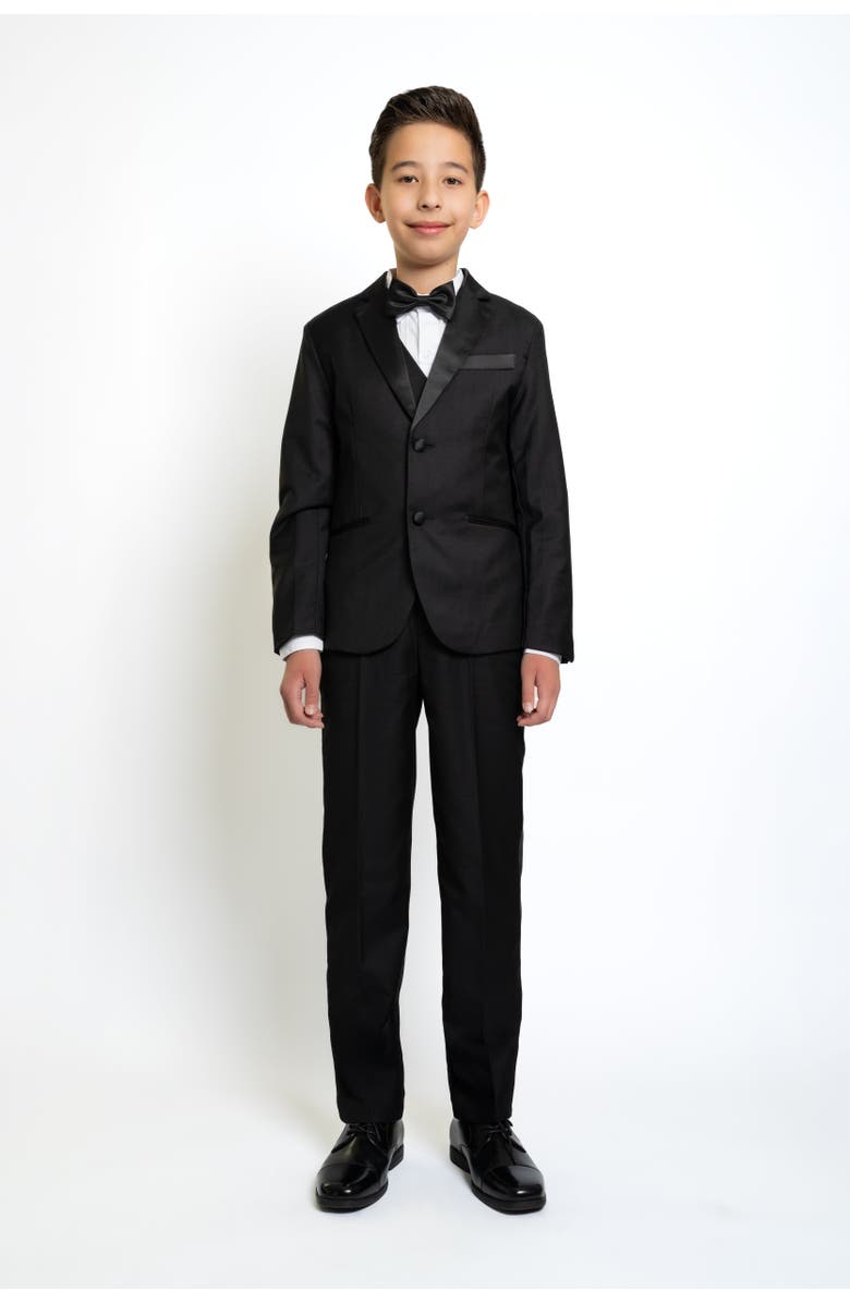 Peanut Butter Collection Kids' 007 5-Piece Slim Fit Tuxedo, Main, color, Black