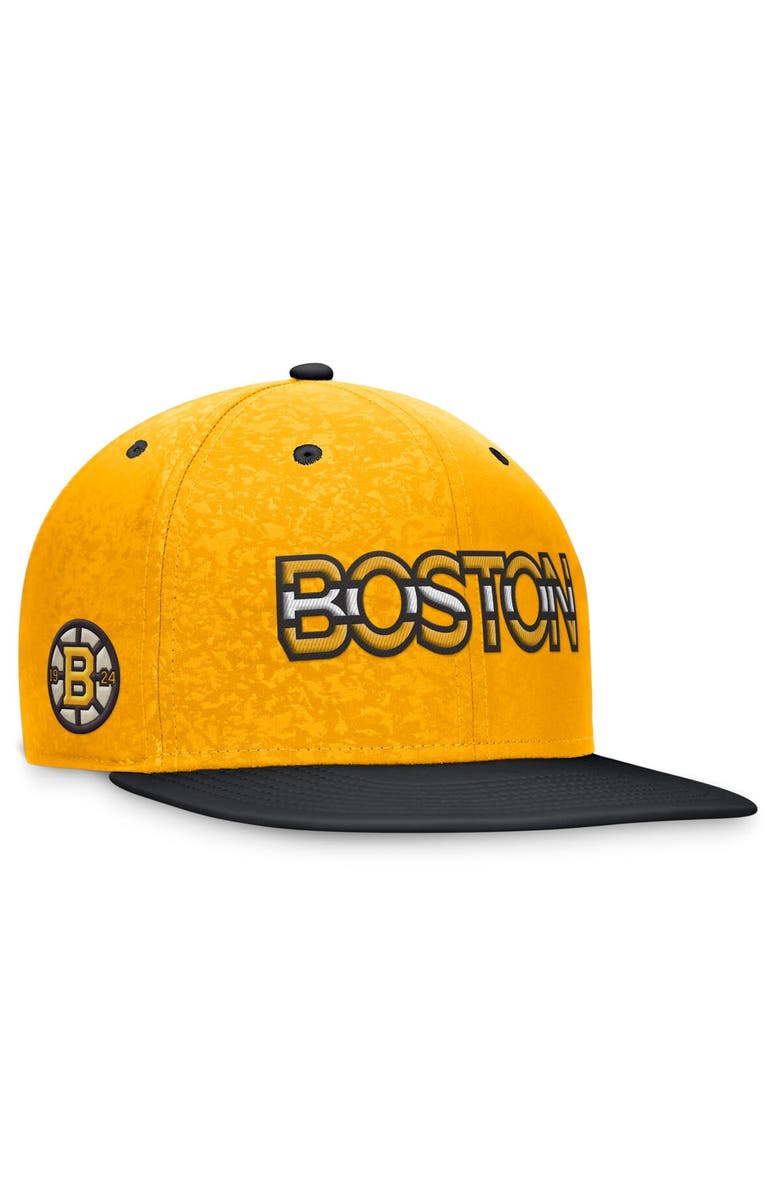 FANATICS Men's Fanatics Branded Gold/Black Boston Bruins Authentic Pro Snapback Hat, Main, color,
