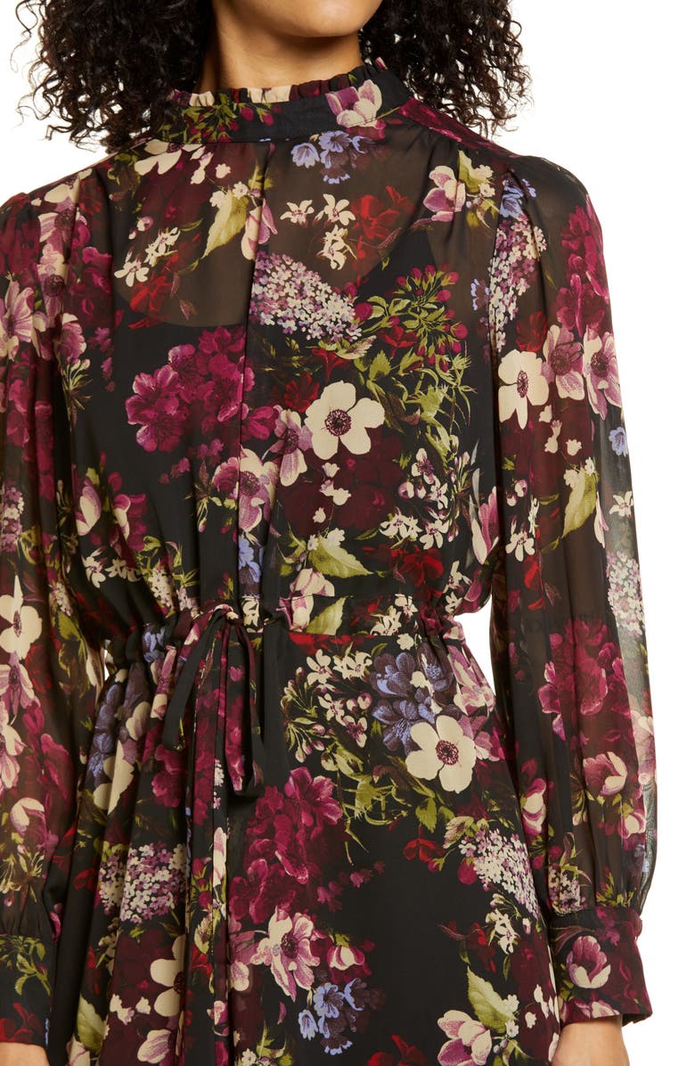 Julia Jordan Floral Long Sleeve A-Line Dress, Alternate, color,