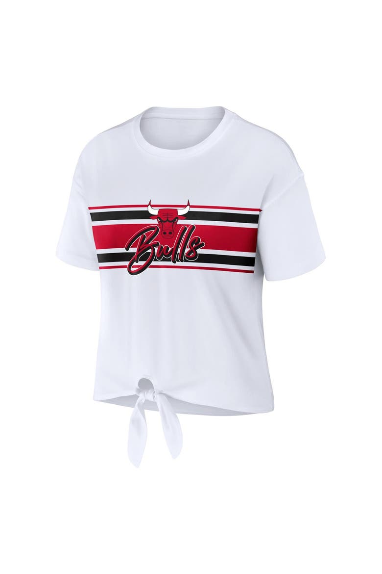 Women's WEAR by Erin Andrews  White Chicago Bulls Tie-Front T-Shirt, Alternate, color, White