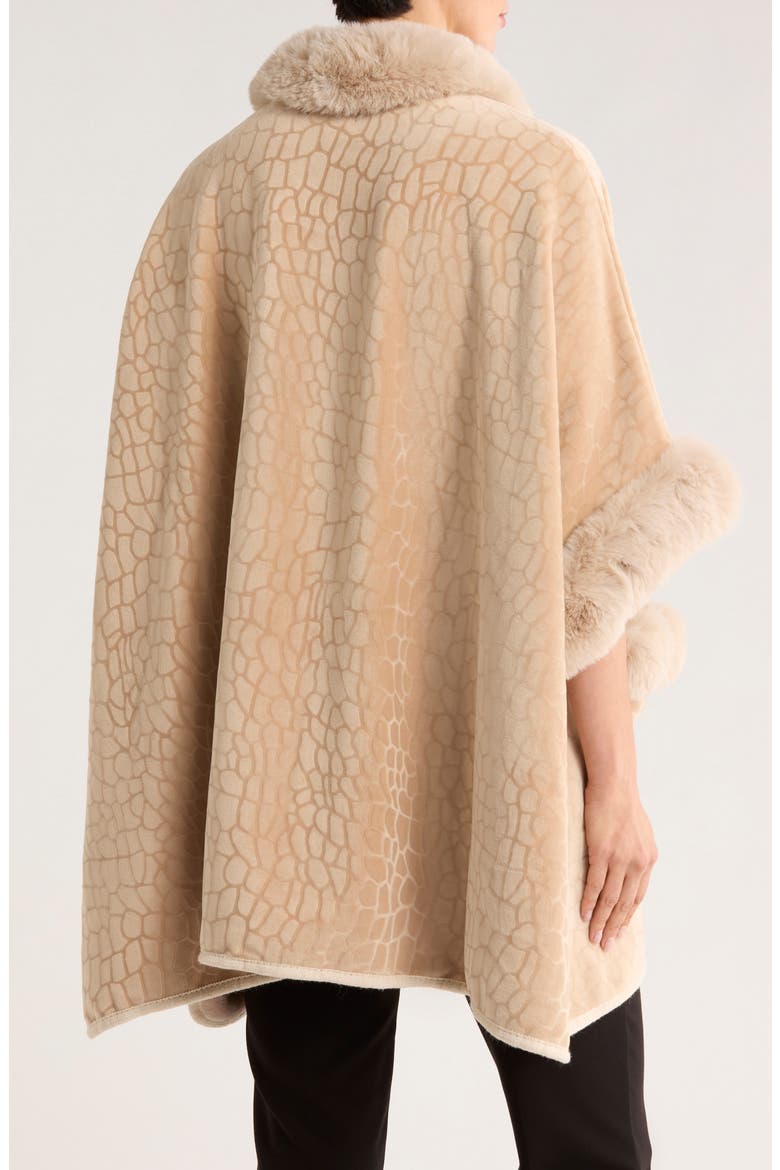 Front Pocket Faux Fur Trim Cape, Alternate, color, BEIGE