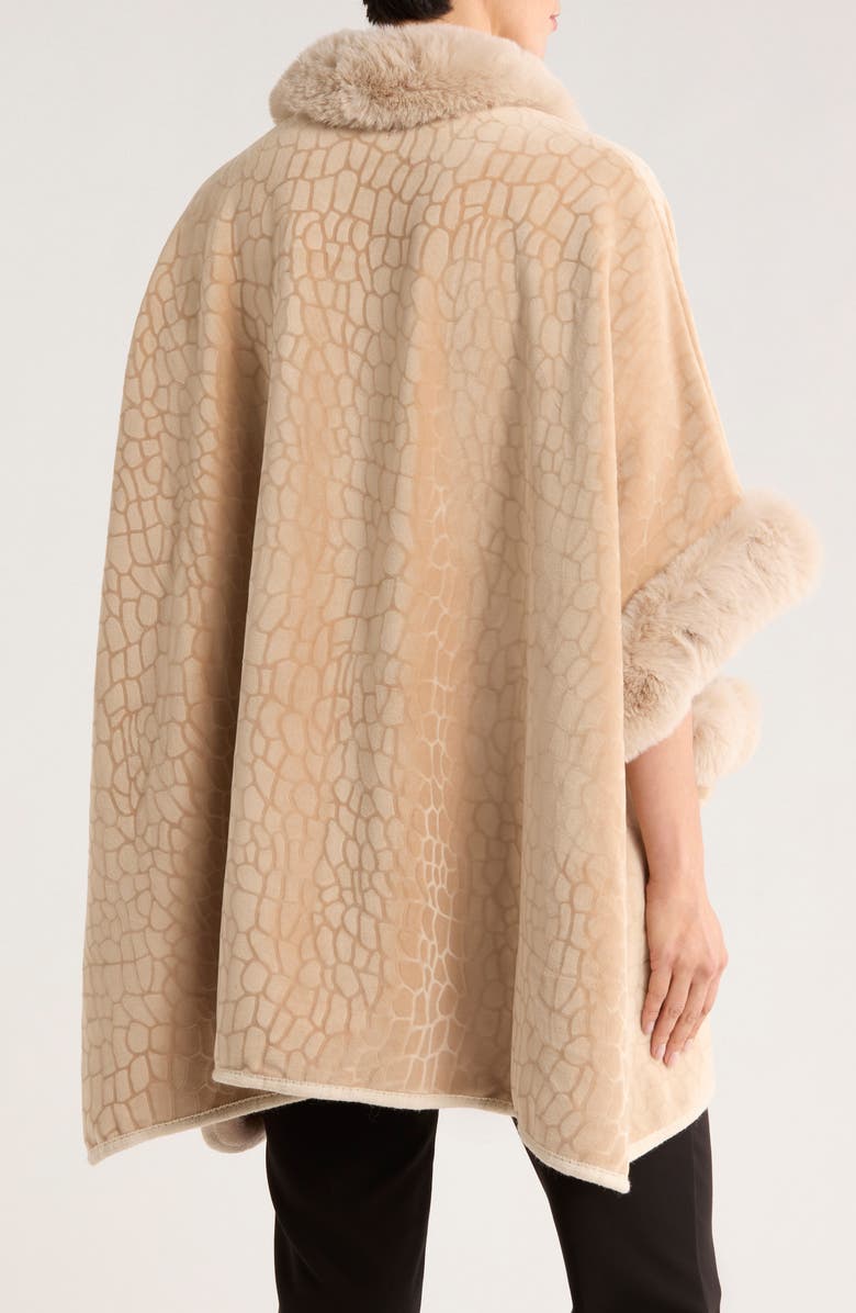 PATRIZIA LUCA Front Pocket Faux Fur Trim Cape, Alternate, color, Beige