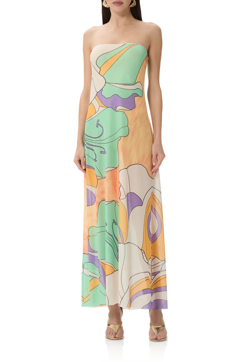 Alfie Floral Print Strapless Dress, Main, color, SCARF FLORAL