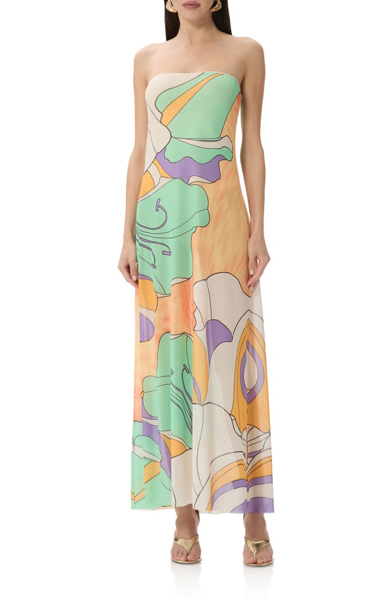 AFRM Alfie Floral Print Strapless Dress, Main, color, Scarf Floral